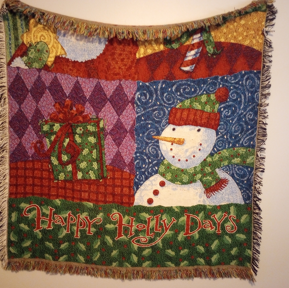 Happy Holly Days Holiday Knit Throw